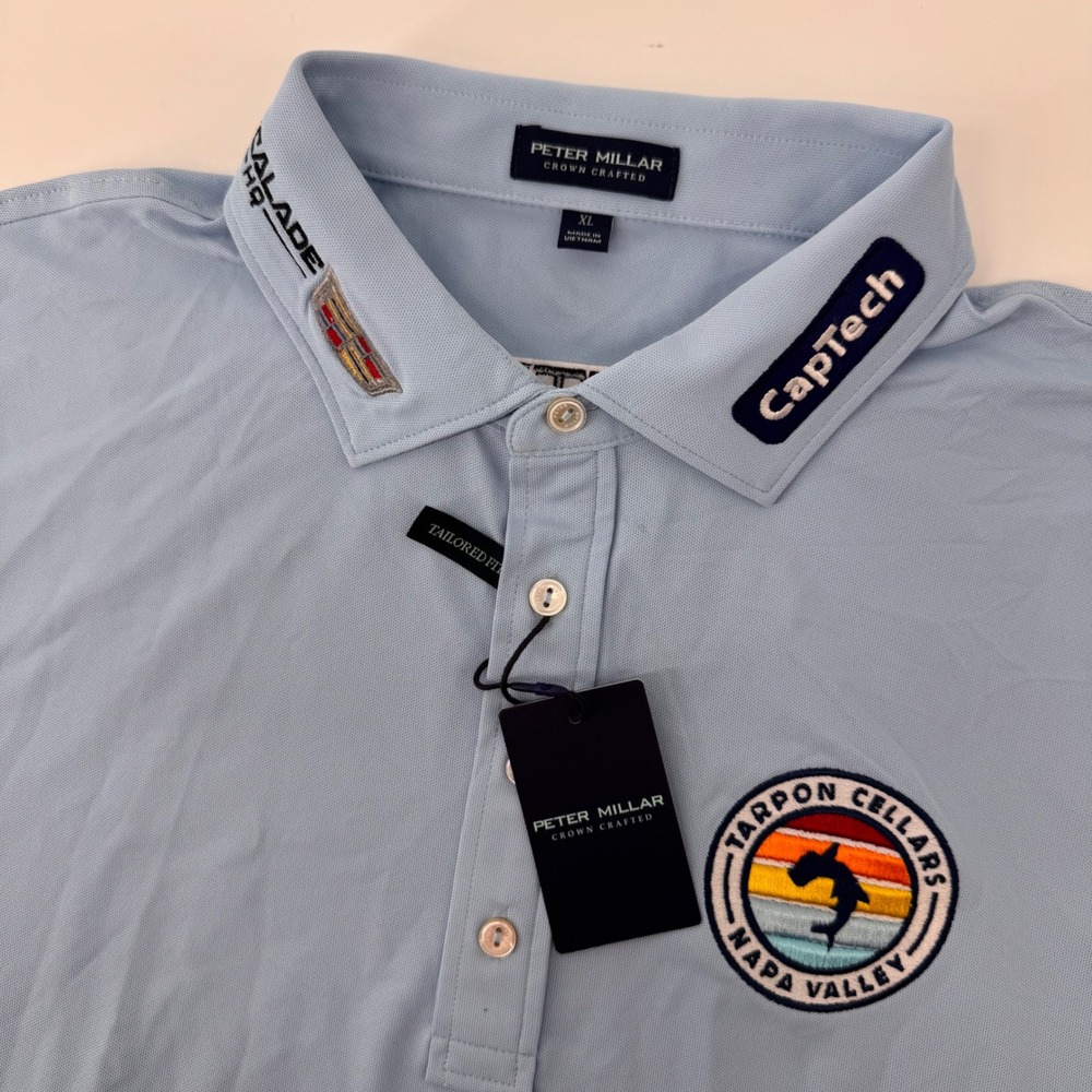 Peter Millar Polo Mens XL Captech Tarpon Cellars Napa Valley Escalade Tour Logo